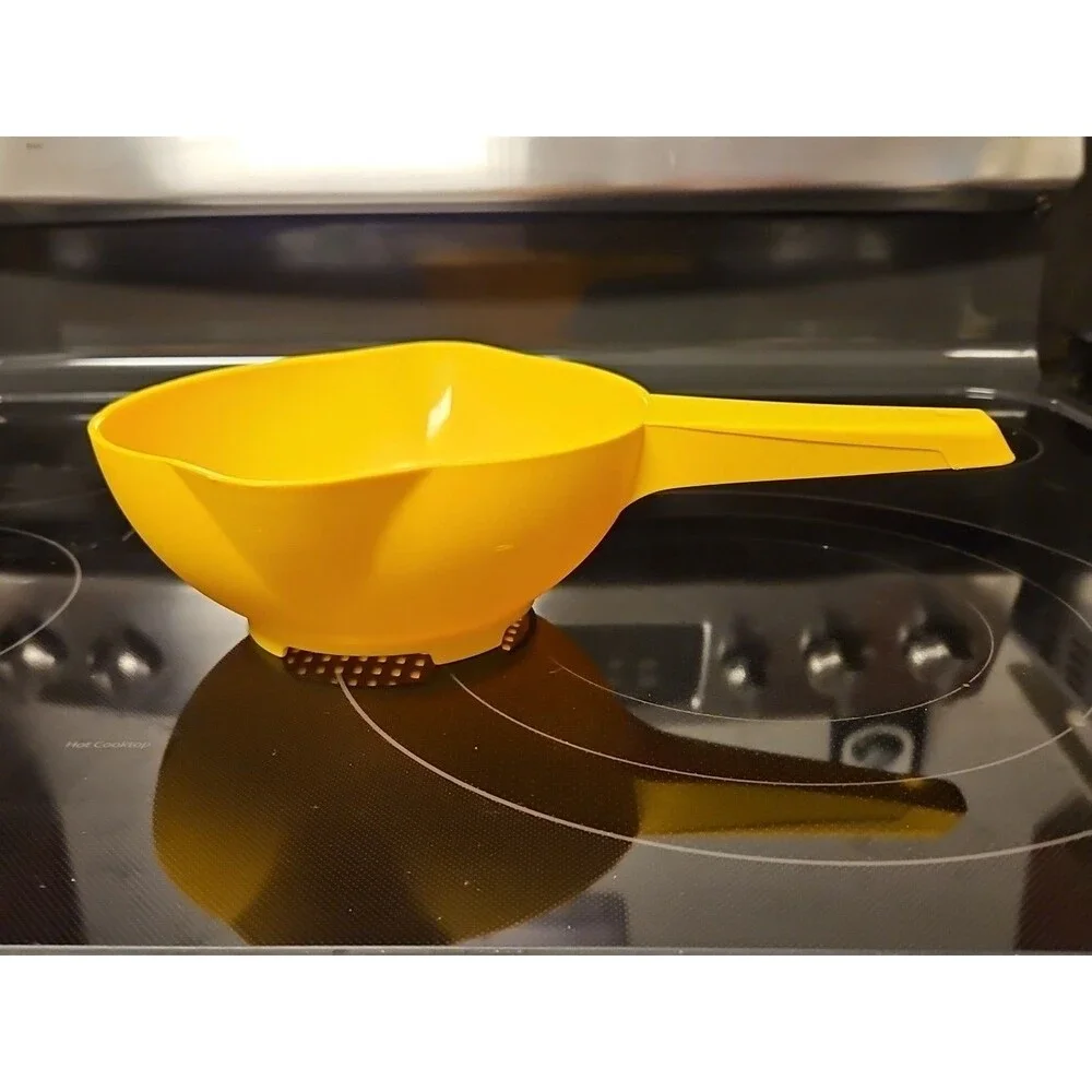 Vintage Yellow Tupperware Small 1 Quart Colander Strainer #1200